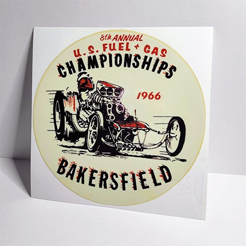 1966 BAKERSFIELD FUEL & GAS CHAMPIONSHIPS Vintage Style DECAL / STICKER, racing