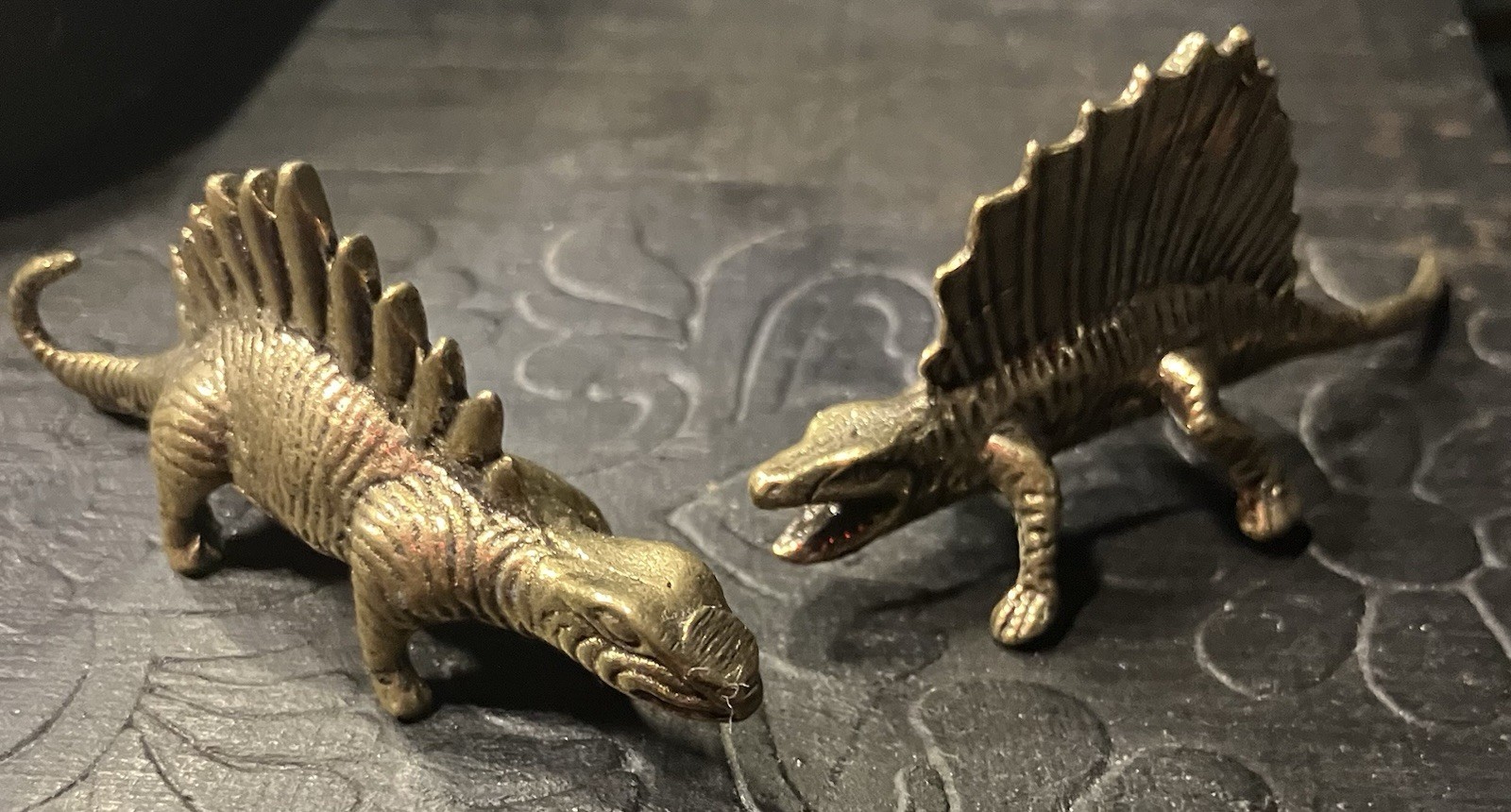 Vintage Miniature Solid Brass Dimetrodon Dinosaur Figurines