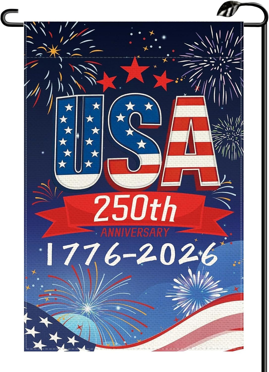 250 Years of Freedom Anniversary Garden Flag 12×18 Inch Double Sided 1776-2026 2