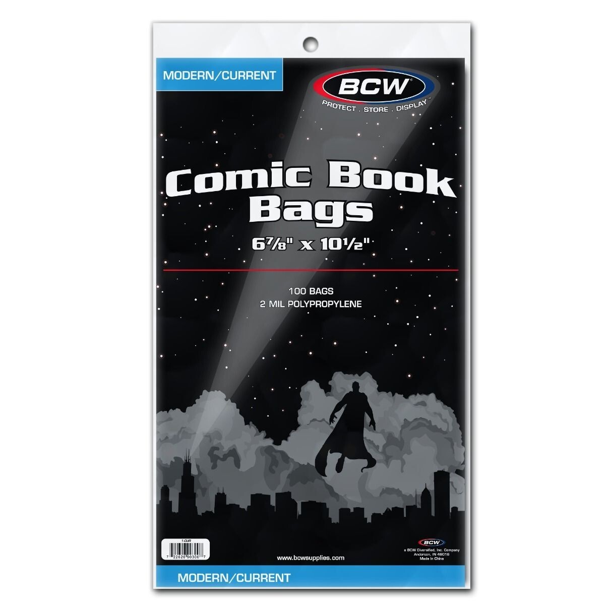 100 – BCW Current Modern 2-Mil Polypropylene Comic Bags 6 ⅞” X 10 ½” Acid Free