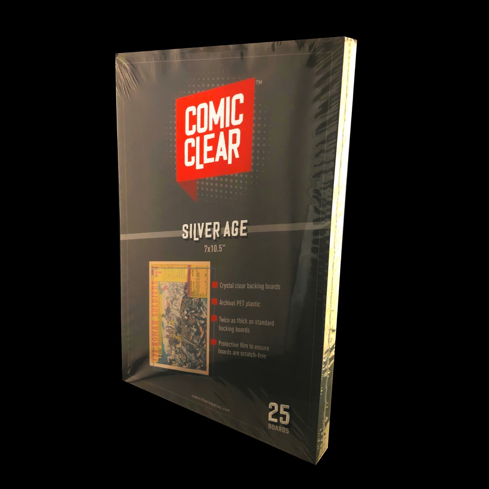 25-pack of Crystal-Clear Comic Clear Backing Boards – Silver Age Size