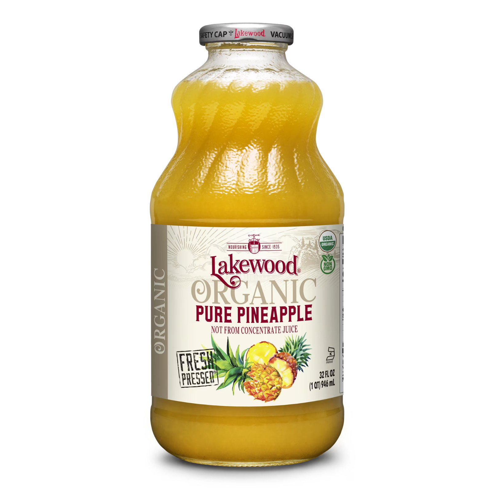 Lakewood Organics Pure Pineapple Not From Concentrate 100% Juice, Fresh Pressed