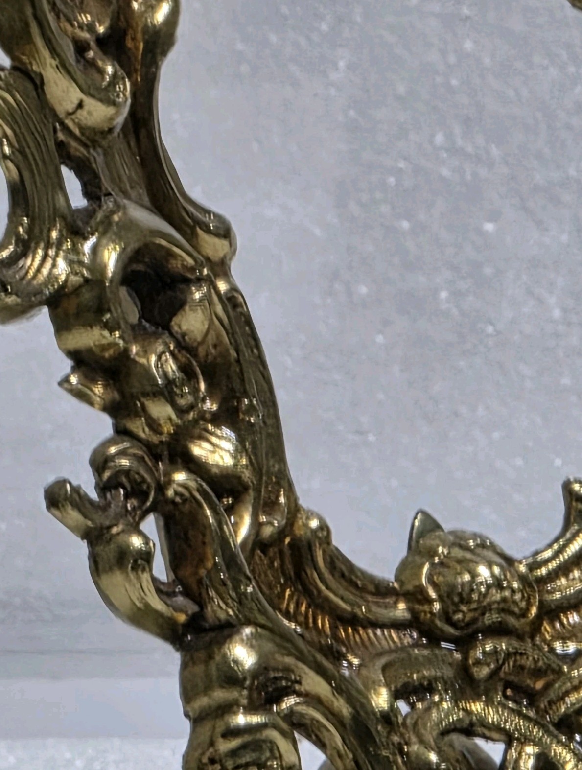 Asymmetrical,Openwork, Cast-brass Putto Desktop Frame In The French Rococo Style