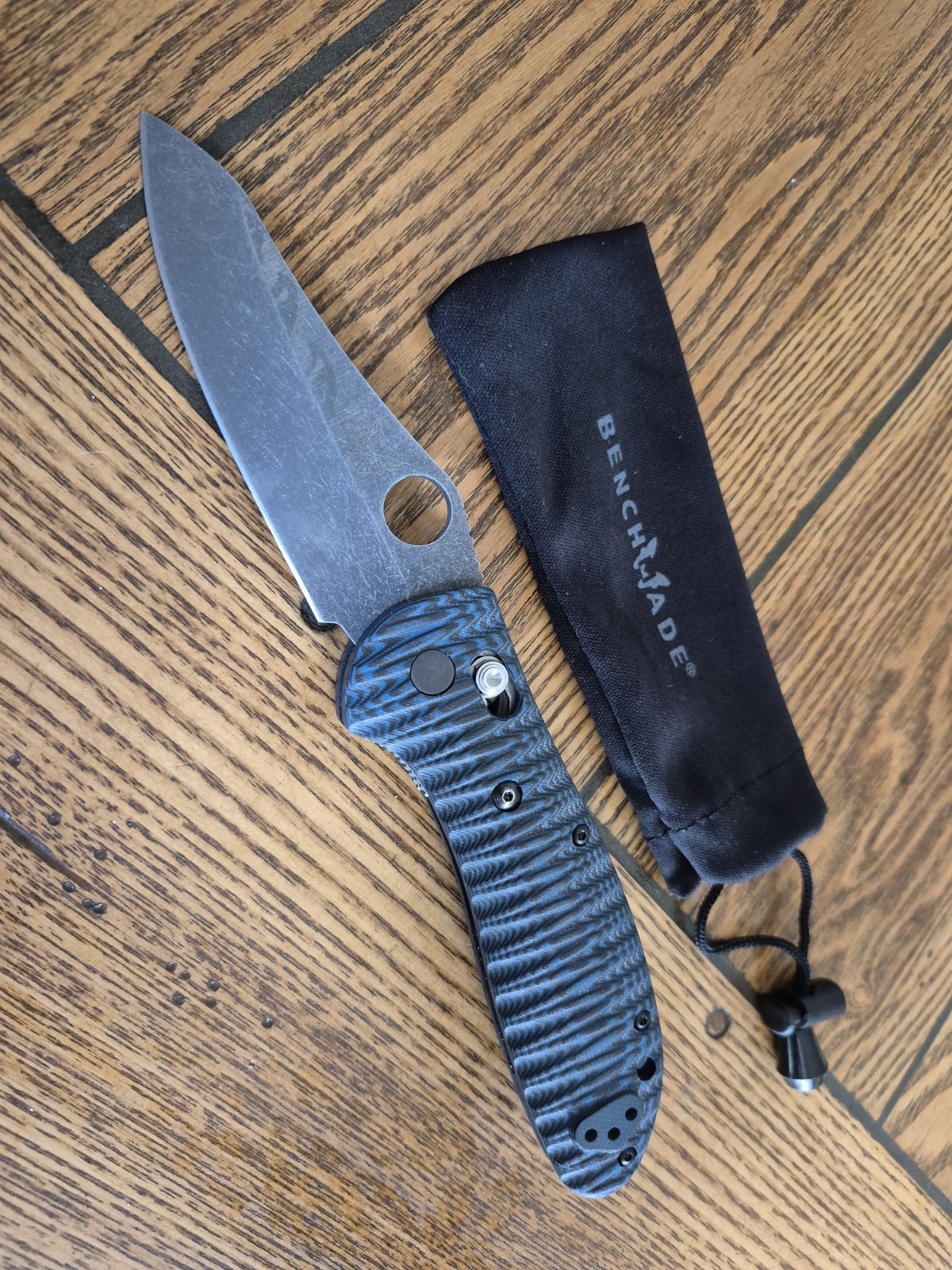 benchmade griptilian 550 Custom Blue G10 Scales Stone Washed Blade S30V