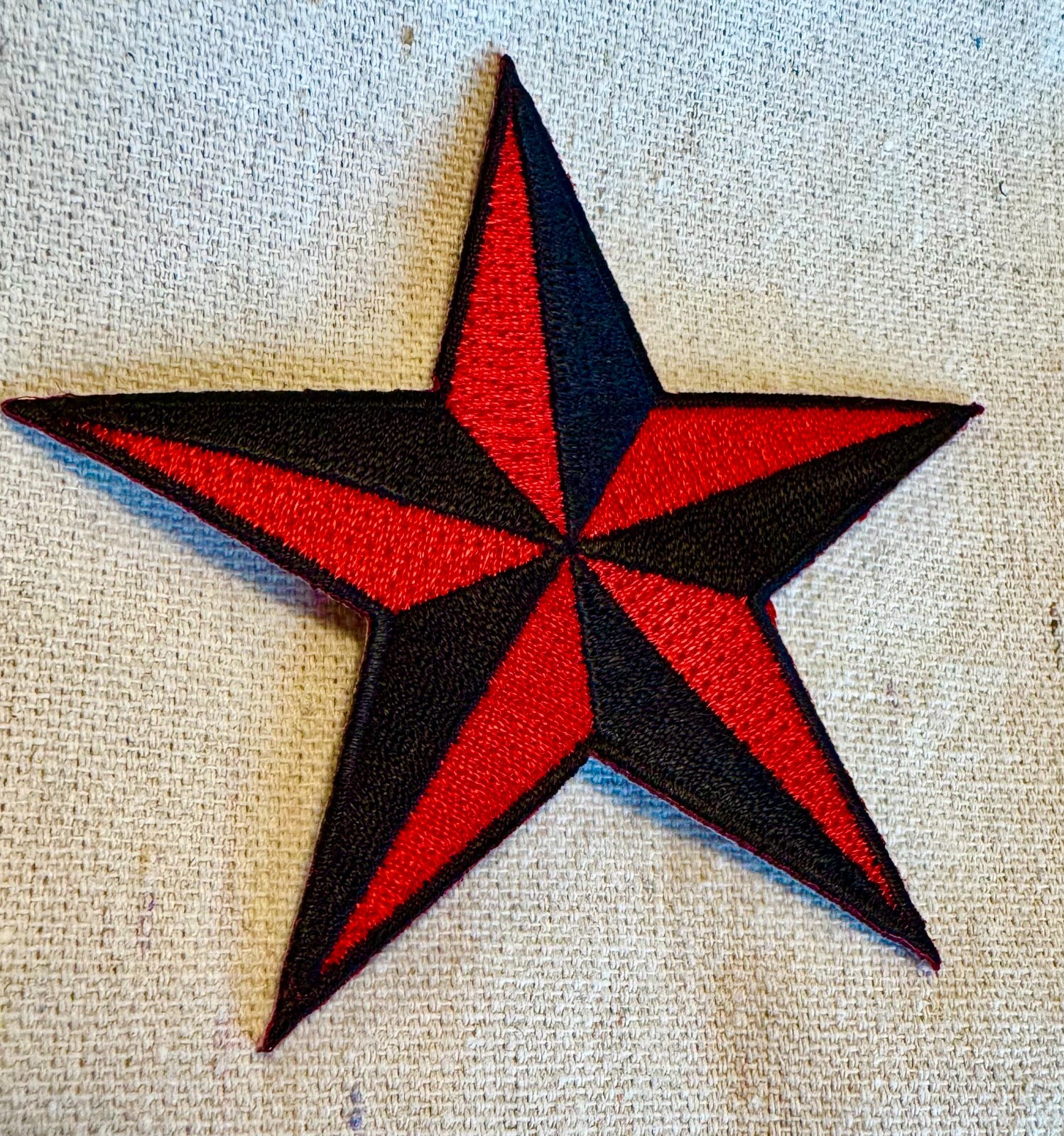 NAUTICAL STAR PATCH iron-on embroidered BLACK RED NAVY SAILOR TATTOO SYMBOL new