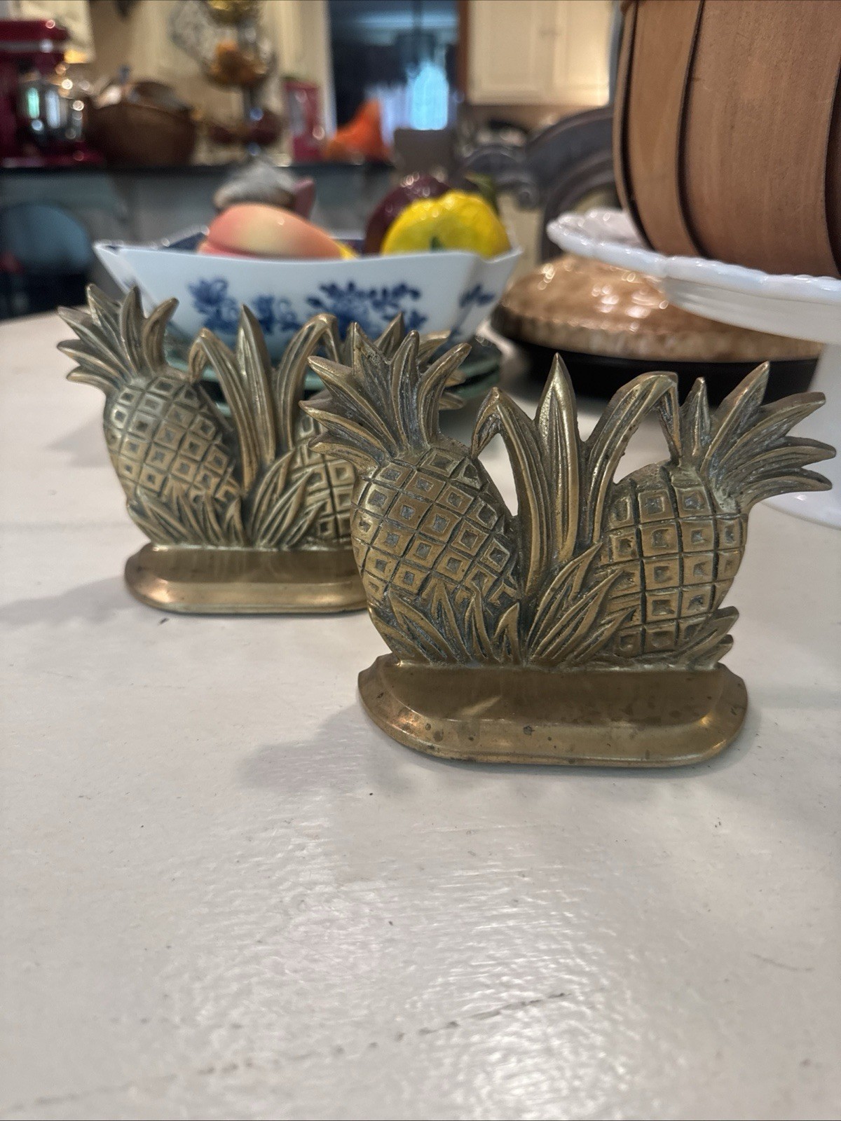 PAIR OF MCM Solid Brass Pineapple Bookends – Symbol of Hospitality