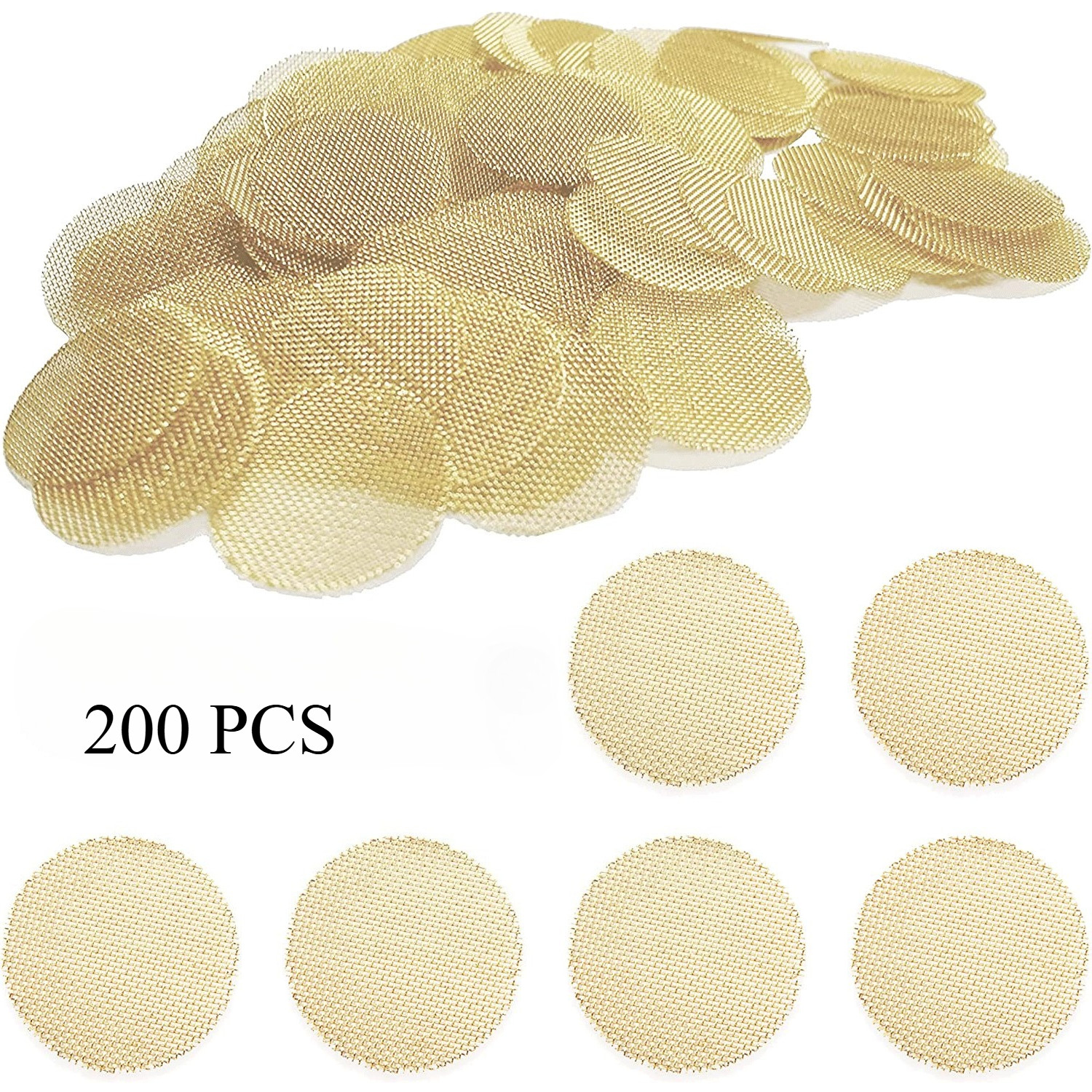 200Pcs Brass Pipe Screens 3/4″ Heavy Duty High-Quality Round Filter Mesh Gold