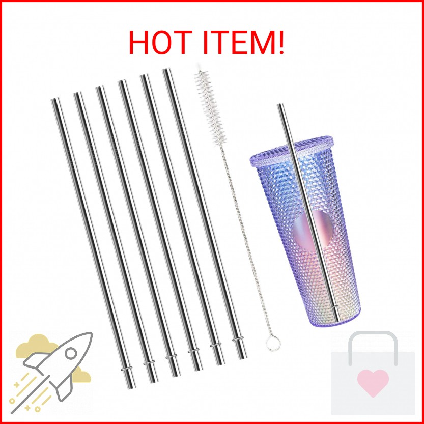 10.5 Inch Stainless Steel Straws Replacement for Starbucks Cold Cup Venti 24 oz,