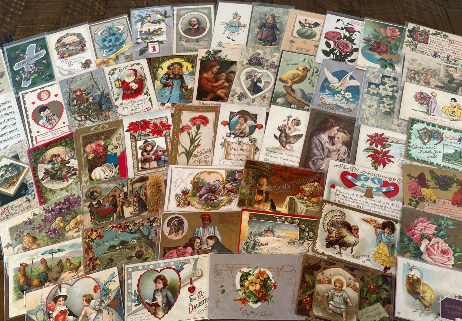 Lot of 50 Vintage Holiday Greeting Postcards~Xmas~Easter~Valentine~Santa~r645