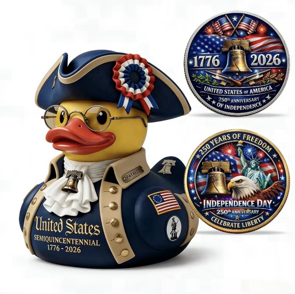 3” Patriotic Commemorative Resin 250th American Independence Resin Duck Historic