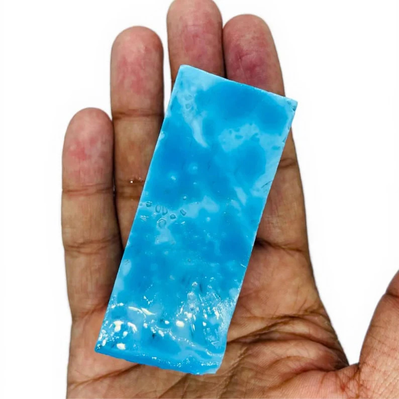 Lab-Grown Turquoise Rough Slice 420CT | Blue Crystal Slab for Jewelry Making