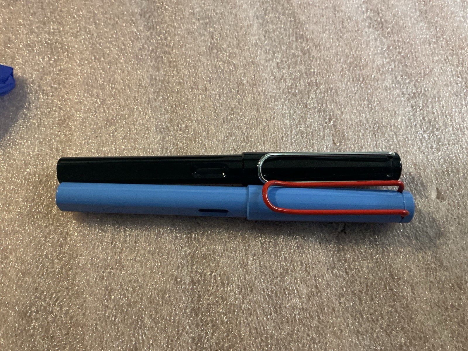Lamy Safari Blue/Red Clip + Black Fountain Pen Lot – Excellent