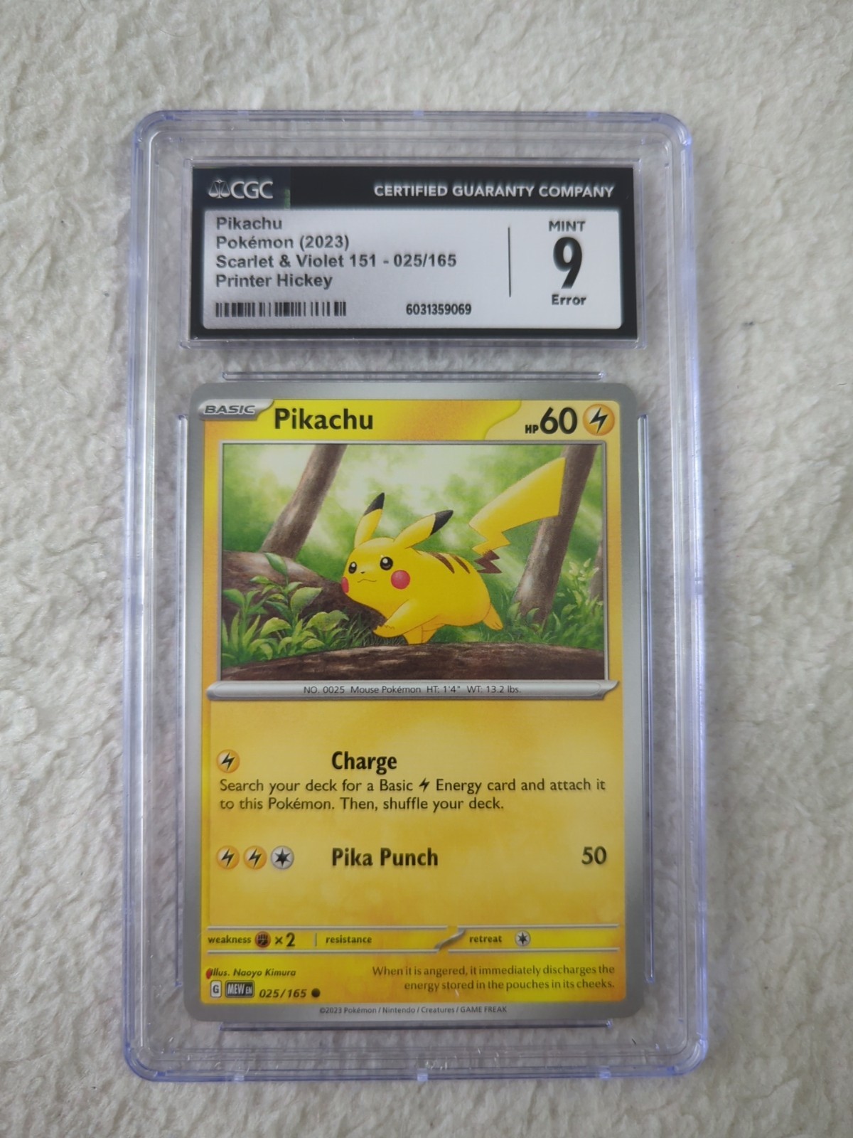 Pikachu 025/165 Scarlet & Violet 151 CGC 9 Error (Printer Hickey) PokémonTCG