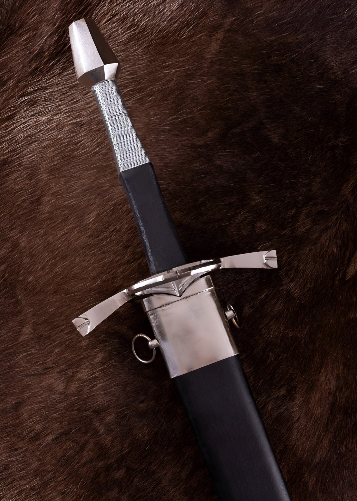 Custom made Medieval Knight Sword 37″ Steel Blade Black Scabbard Crusader Style