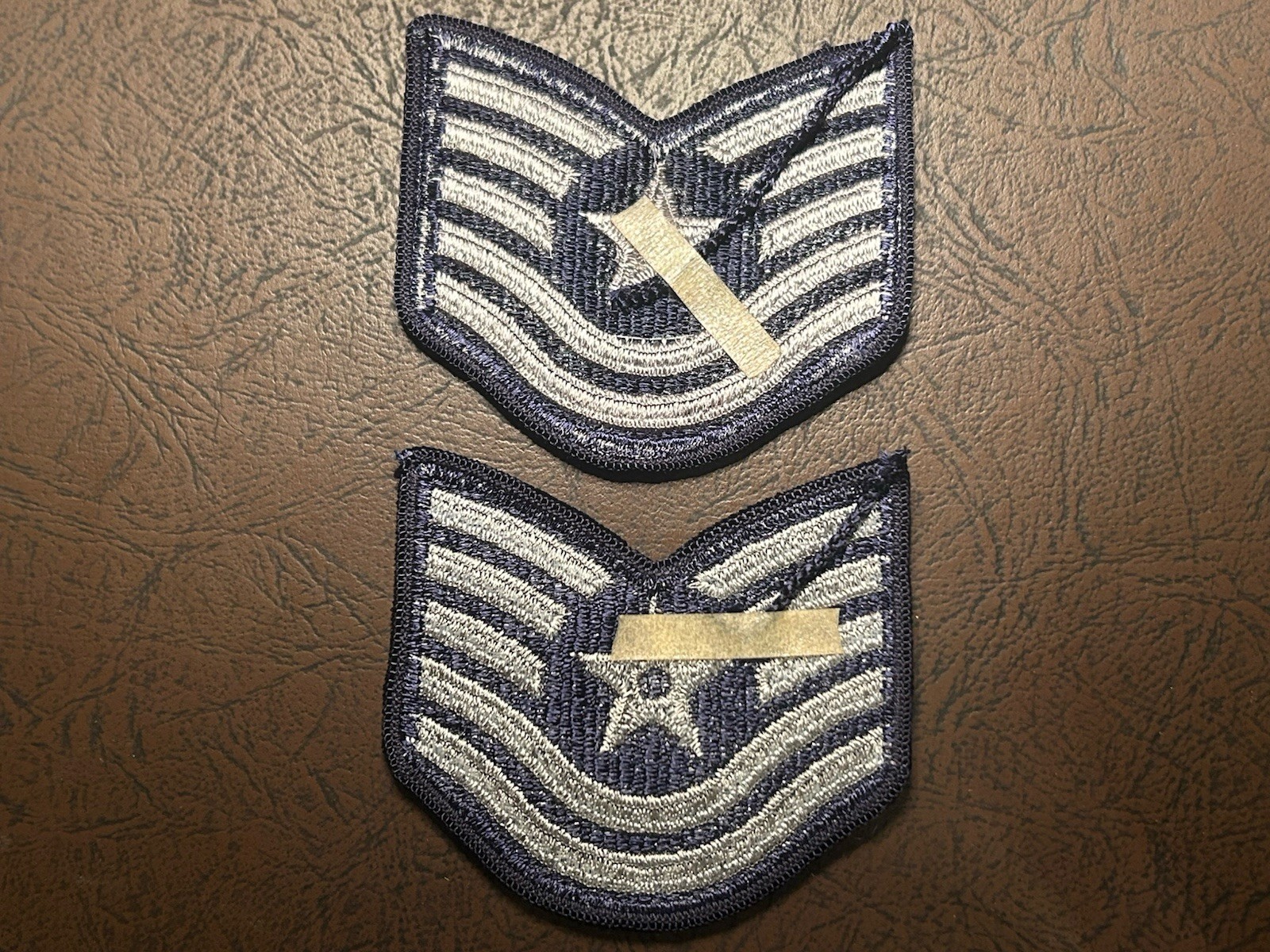 US Air Force Enlisted Technical Sargent E-6 Silver On Blue Chevron Rank Pair