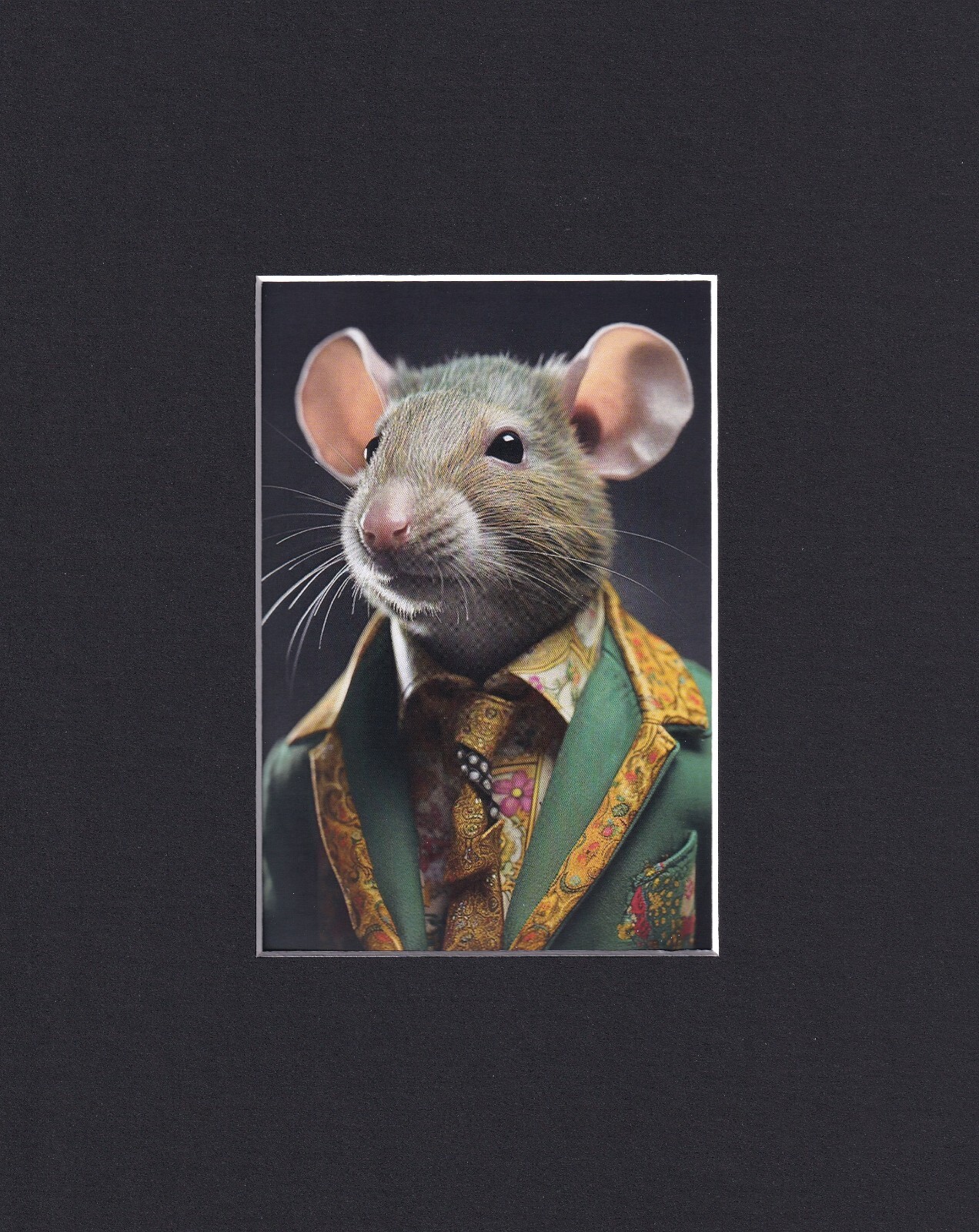 8X10″ Matted Print Art Animal Picture: Mouse Rat Rodent Wearing Suit