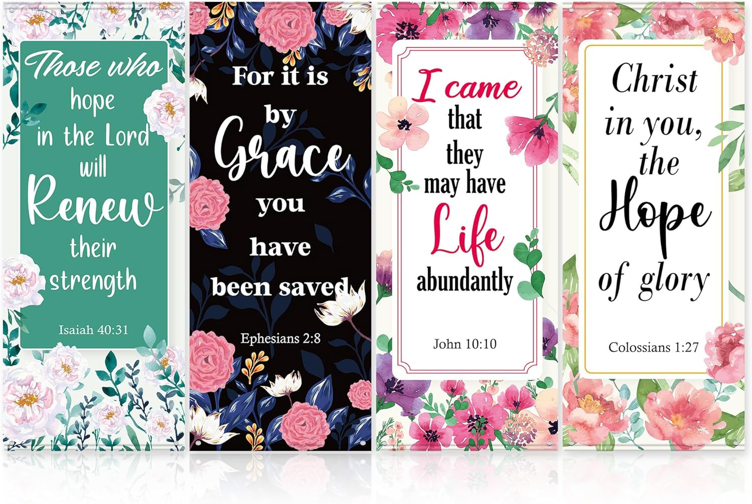 Church Scripture Banners Set – Inspirational Floral Decor for Worship Spaces