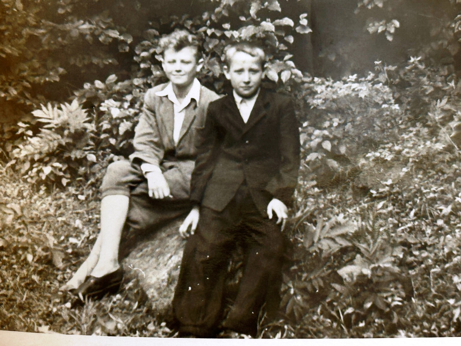 1950s Two Students Young Men Friends Portrait Soviet Vtg Snapshot Photo B&W