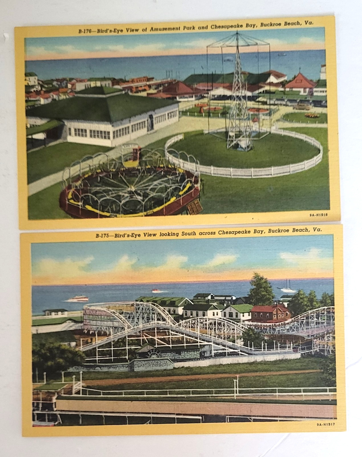 PR 1939 BUCKROE BEACH PC Views * AMUSEMENT PARK ROLLER COASTER LINDY LOOP Mint