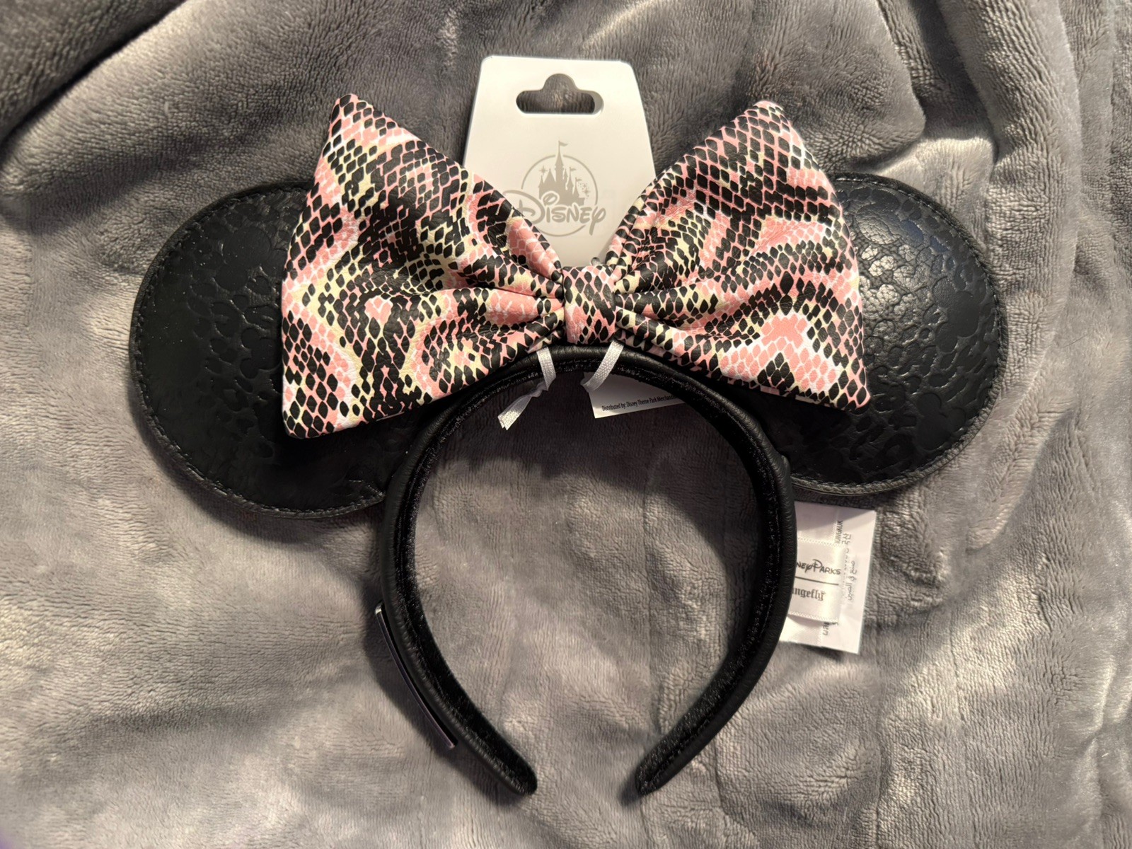 BNWT Disney Parks Loungefly Animal Print Minnie Mouse Bow Ears Headband One Size