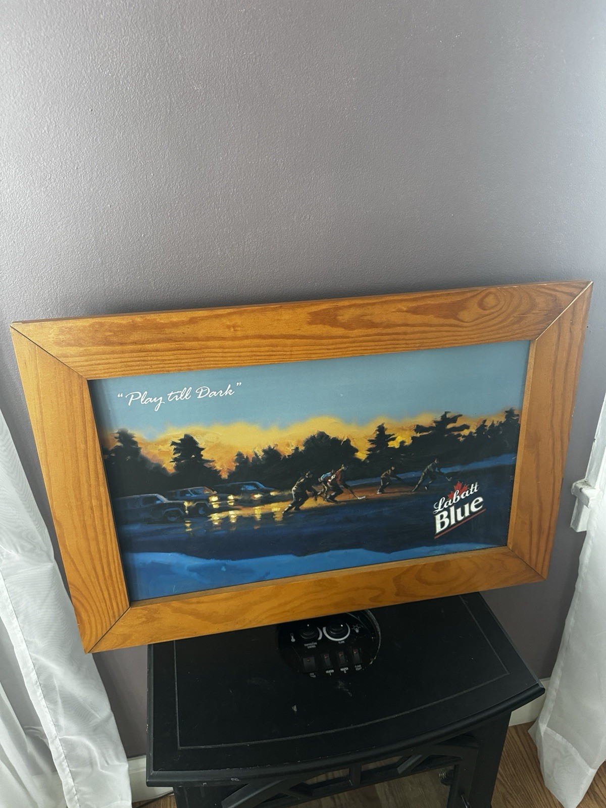 Blue Labbatt Moving Light Up Plug In Mancave Photo 32×21.5 “Play Till Dark”