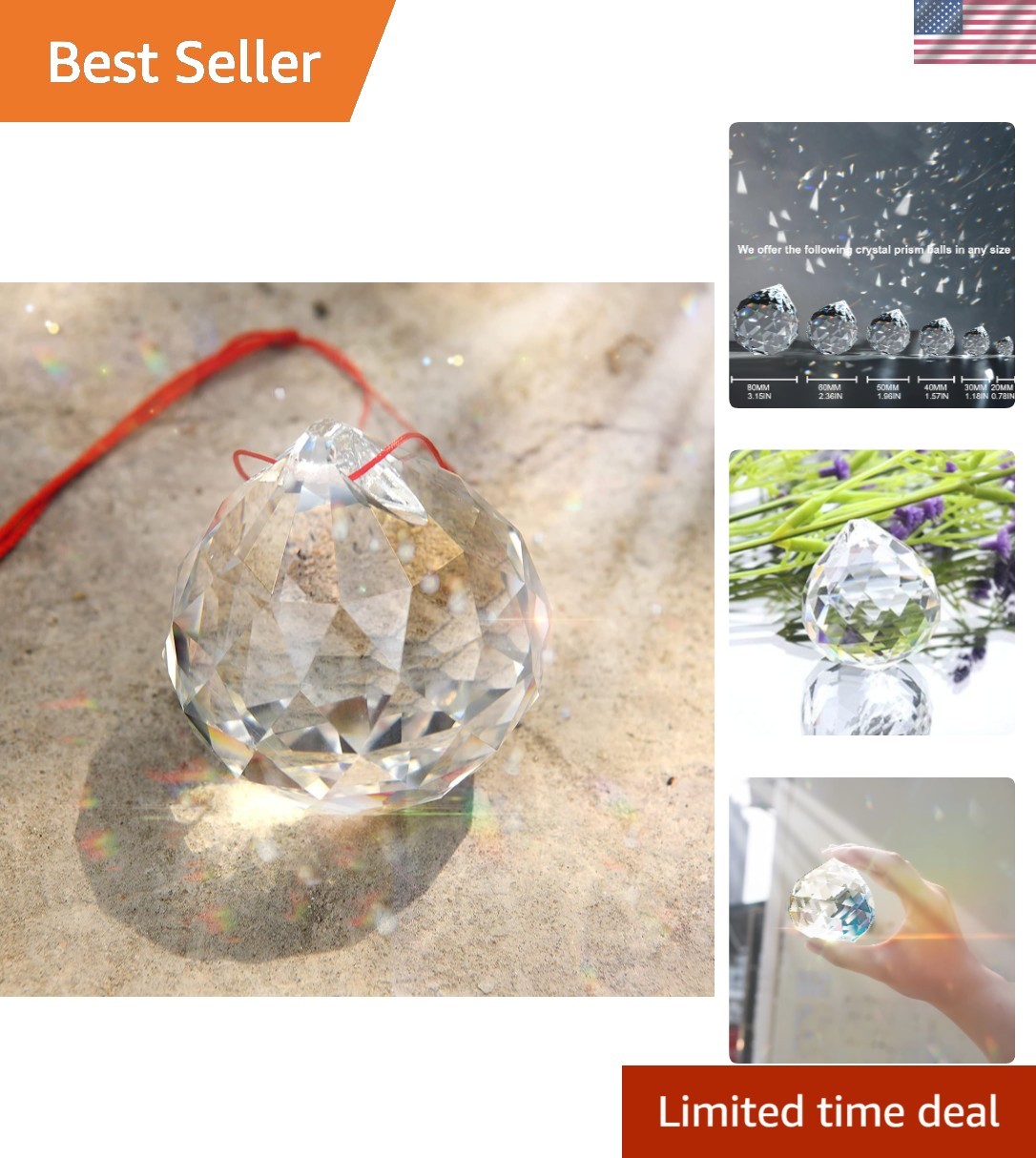 60mm Hanging Crystal Ball – Transform Your Space with Rainbows and Light