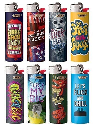 Bic Lighter Flick My Bic Lot of 8 Lighters Various Designs