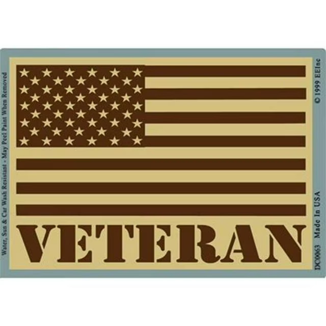 Eagle Emblems Patriotic Sticker United States Flag Veteran 3-1/4 x 3-1/2 Inches
