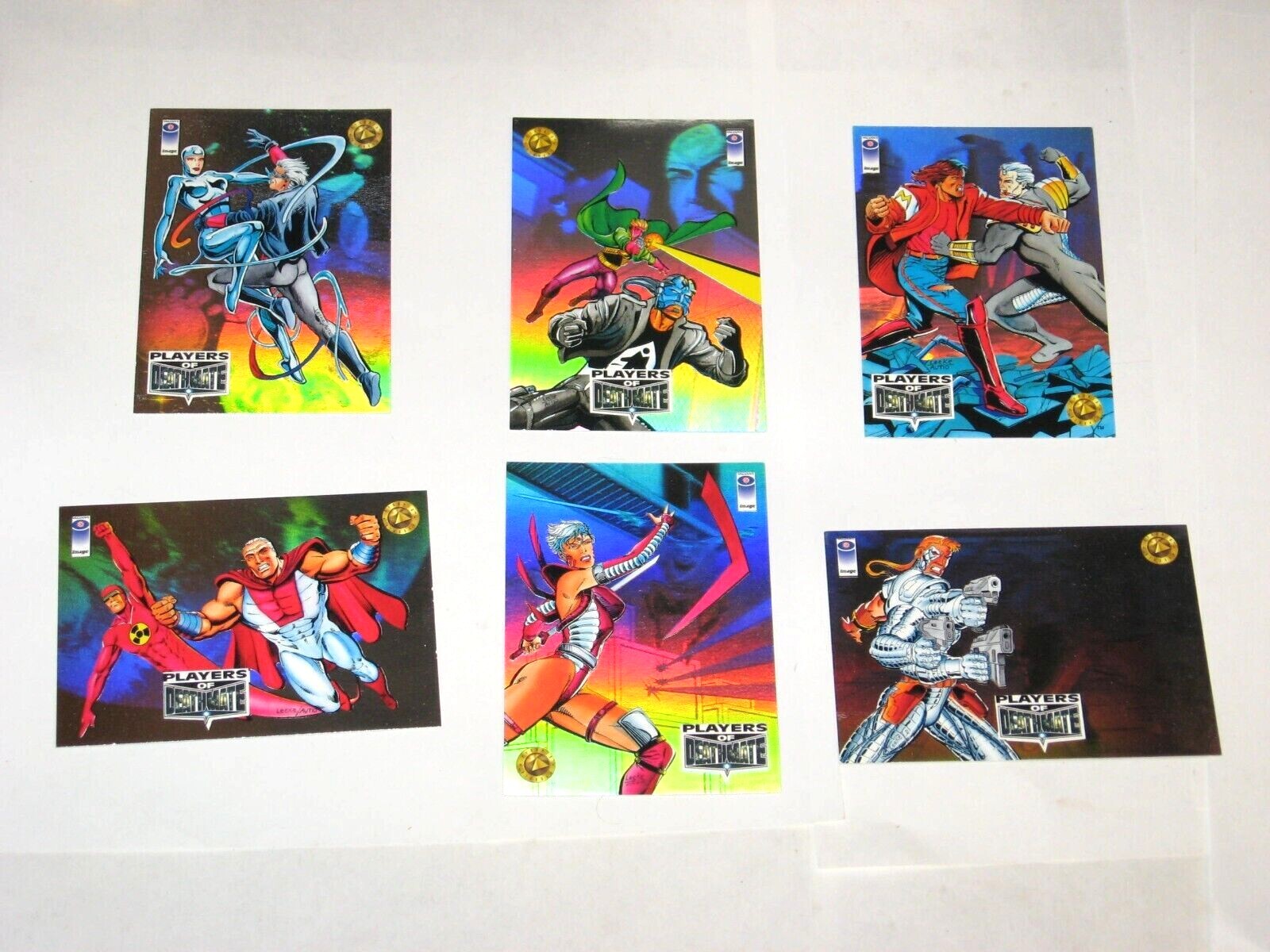 1993 Deathmate: CROSSOVER PLAYERS HOLOGRAM INSERT FOIL 6 Card SET VALIANT IMAGE!