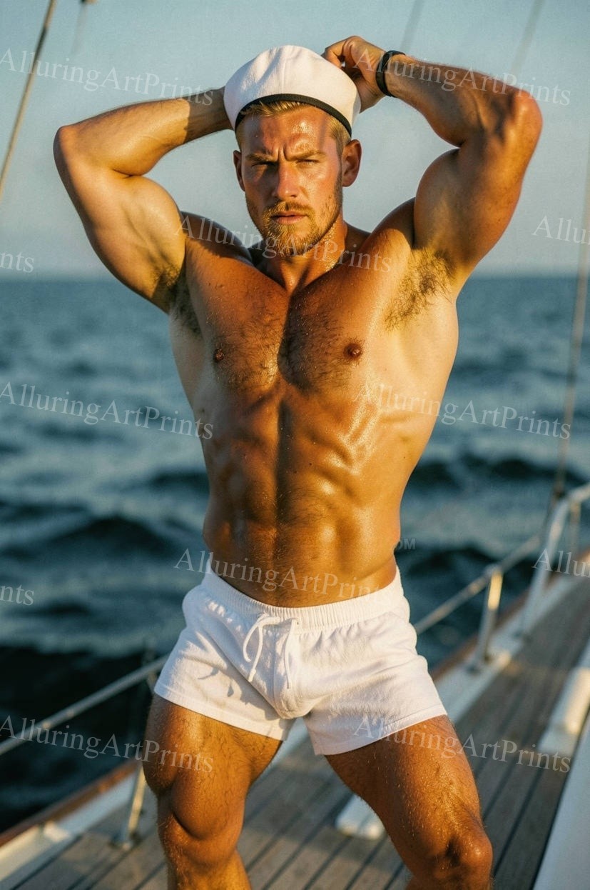 Male Model Photo Print Muscular Handsome Jock Shirtless Hunk Abs -G792