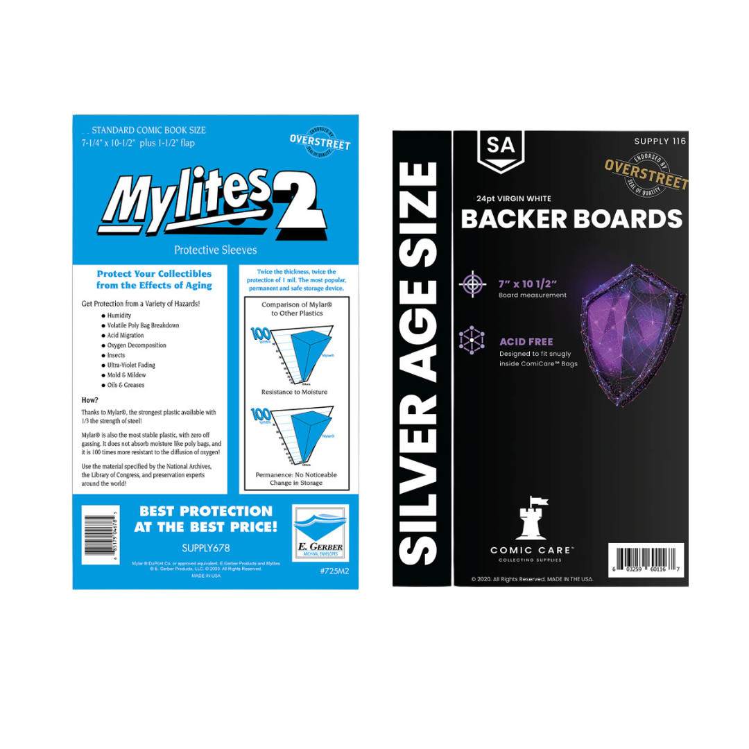 10 Mylites 2 Mil Mylar Comic Book Bags and Boards 24pt Standard/Silver Size CC