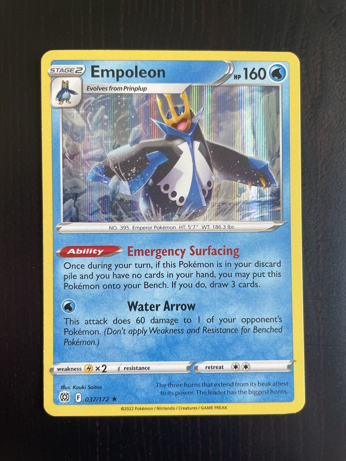 Pokemon card BRILLIANT STARS Holo Rare EMPOLEON (037/172) Mint/NM