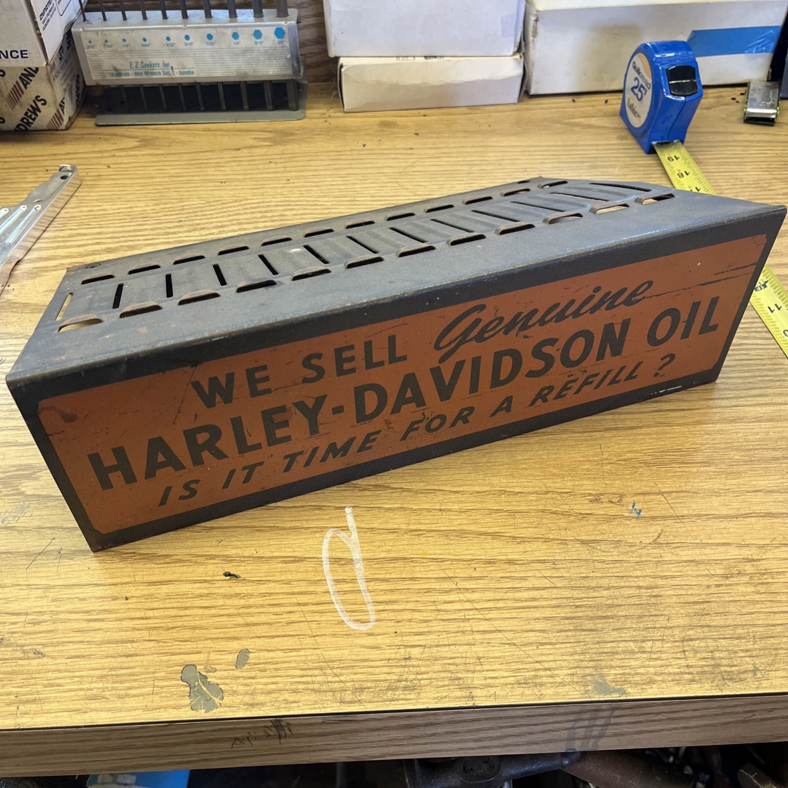 Vintage Harley Davidson Oil manual display rack