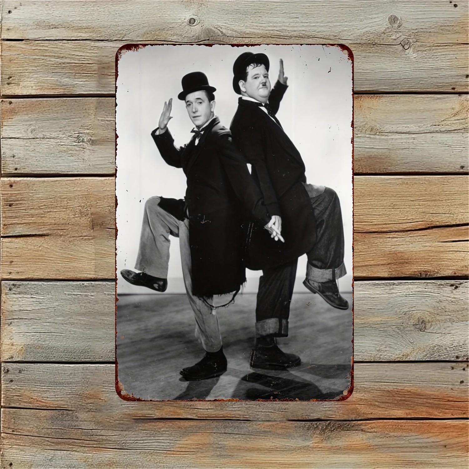 Tin Metal Signs Home Décor 8×12 Inch Wall Art Featuring Laurel Hardy, Measuring