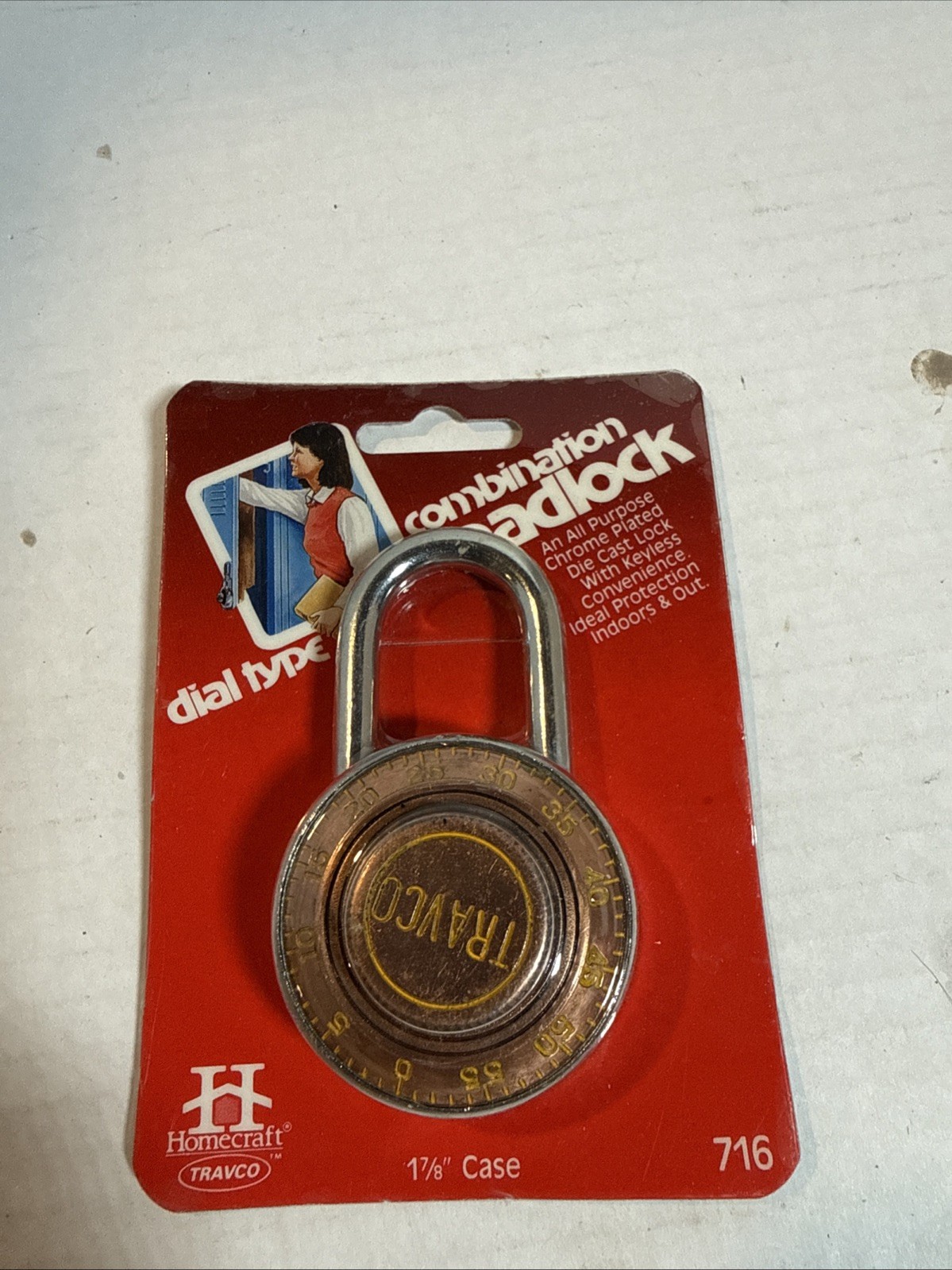 Vintage Homecraft Travco Combination Padlock New In Package 1986 Coats & Clark