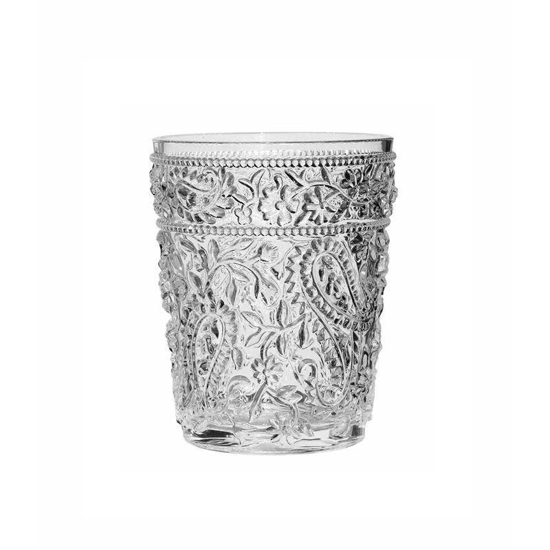 Acrylic Clear Paisley Stemless Durable Drinkware Beverage Glasses 4-Piece Lot