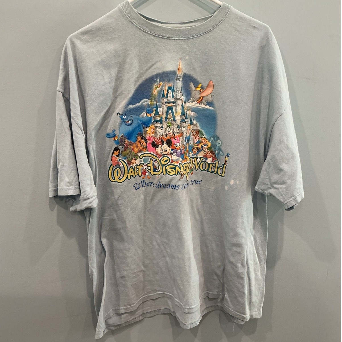 Vintage Walt Disney World Tshirt 2XL 2X Light Blue 90s Y2K Shirt Mickey Mouse