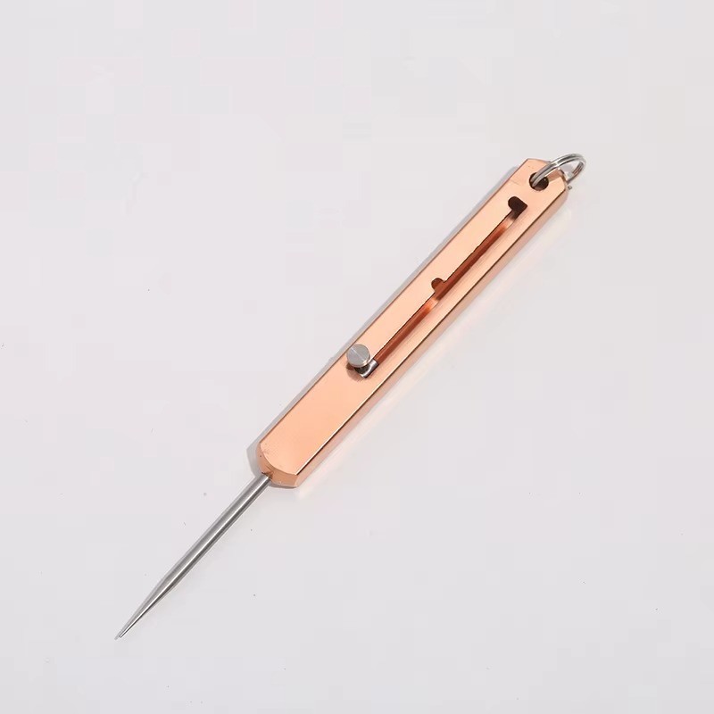 1 pcs Titanium Edc Retractable Toothpick with Spring Push Design **