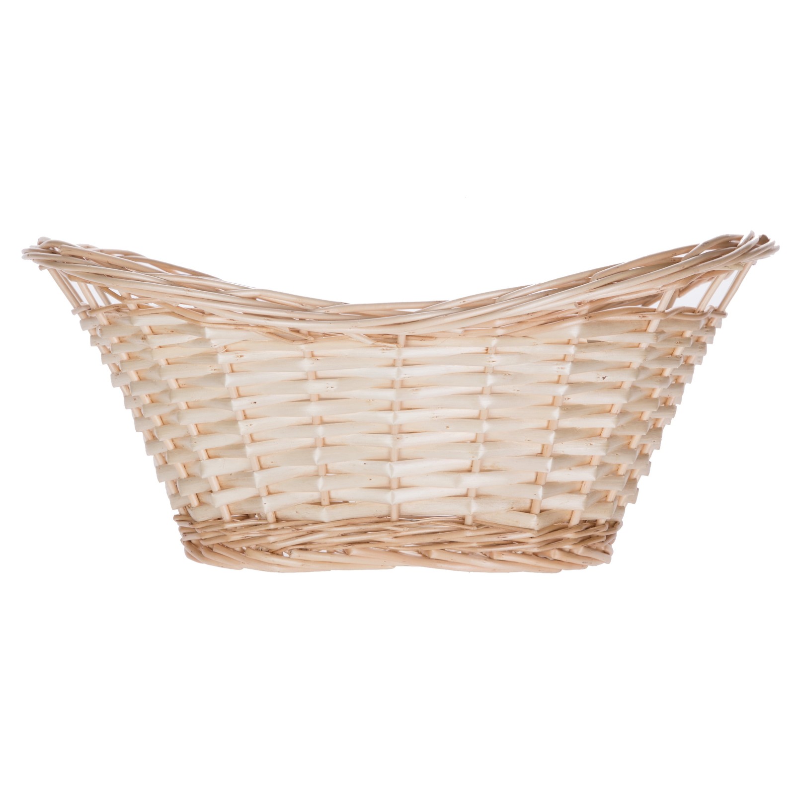 Oval Split Willow Basket with Cutout Handles, 16.14” L x 11.42” W x 7.08” H