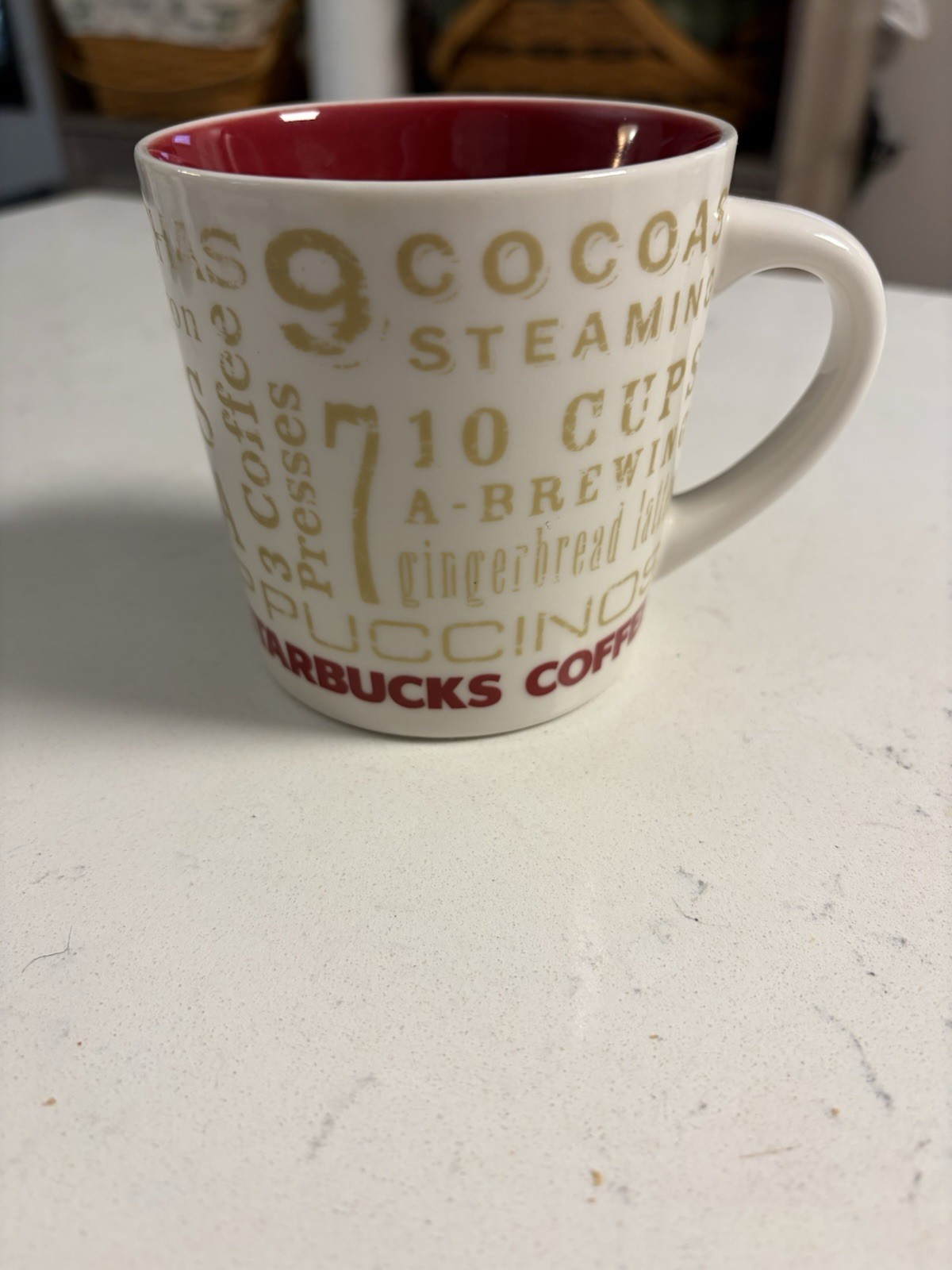 Starbucks 2008 Mug 2008 12 Days of Christmas Gold Words 14oz – Free Shipping