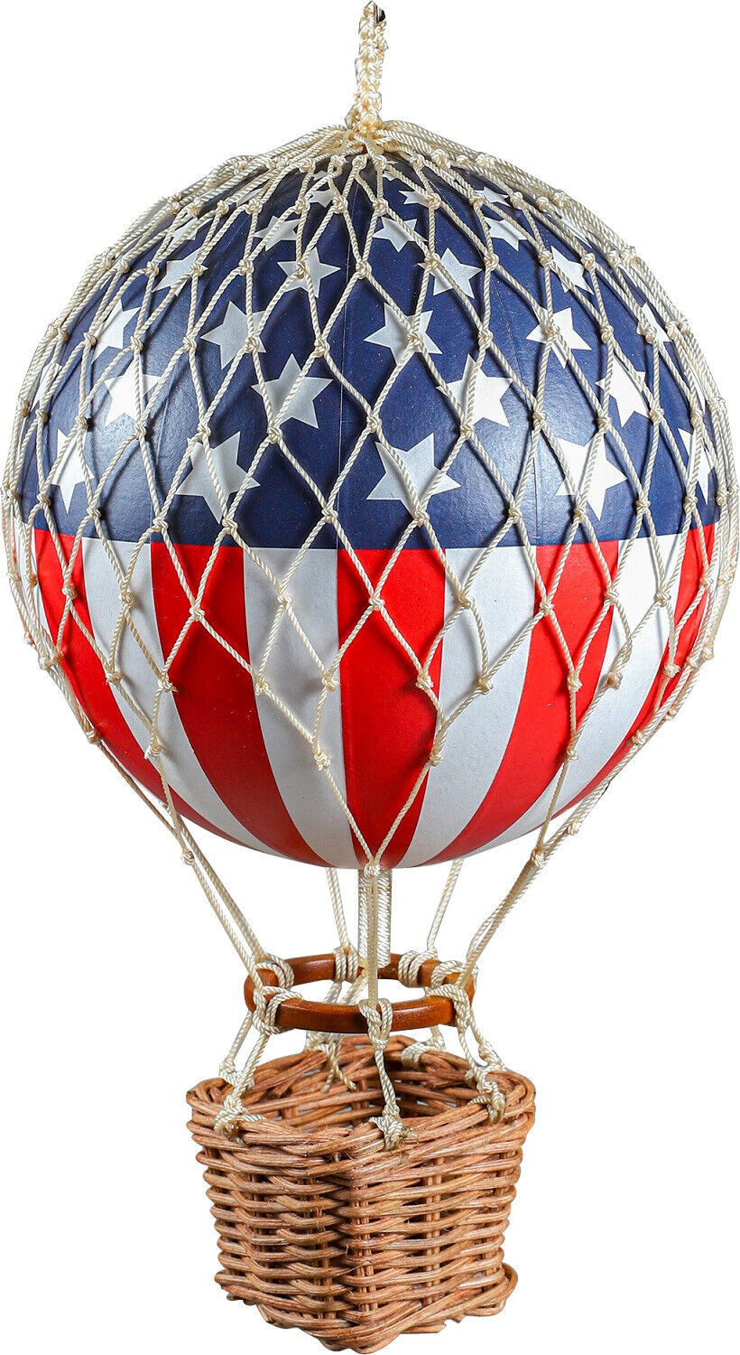 Hot Air Balloon Figurine Model USA Stars & Stripes 6″ Hanging Ceiling Home Decor