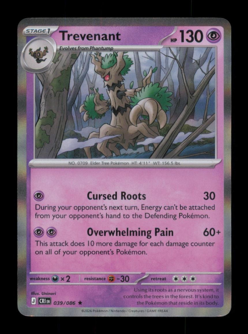 TREVENANT RARE HOLO 039/086 NM POKEMON