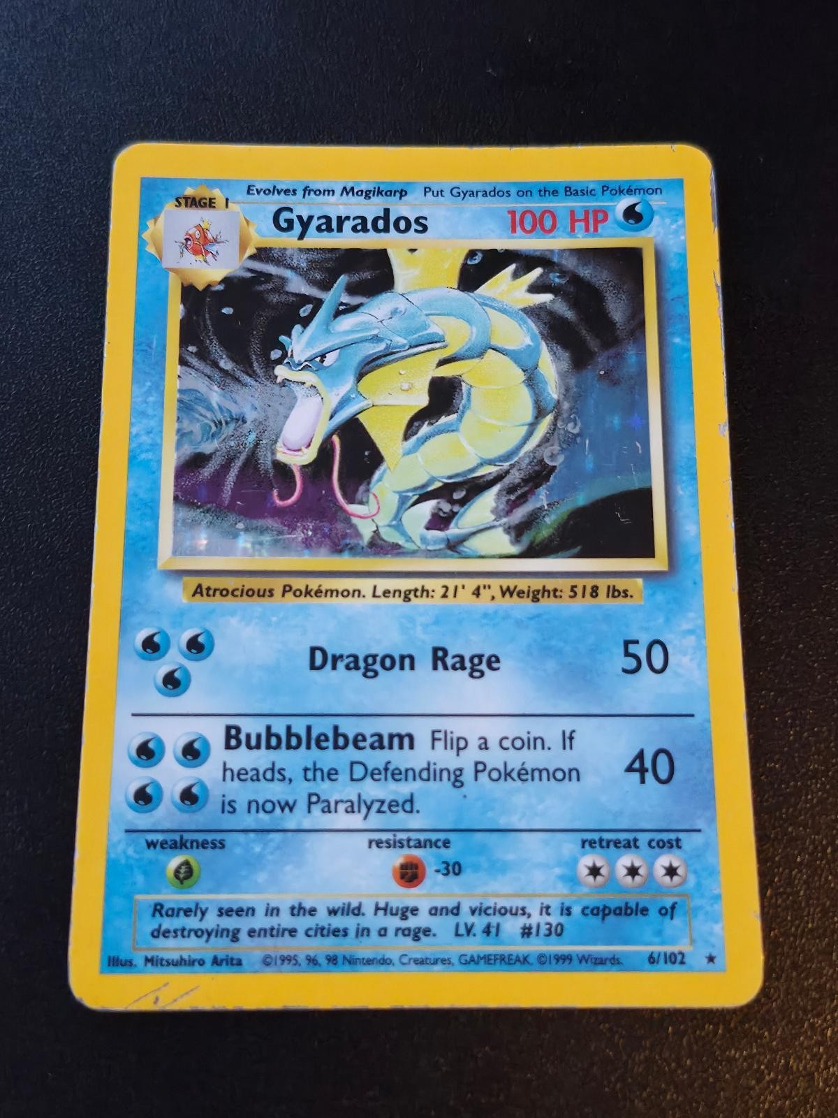 Gyarados 6/102 Holo Rare Base Set Unlimited Pokemon MP