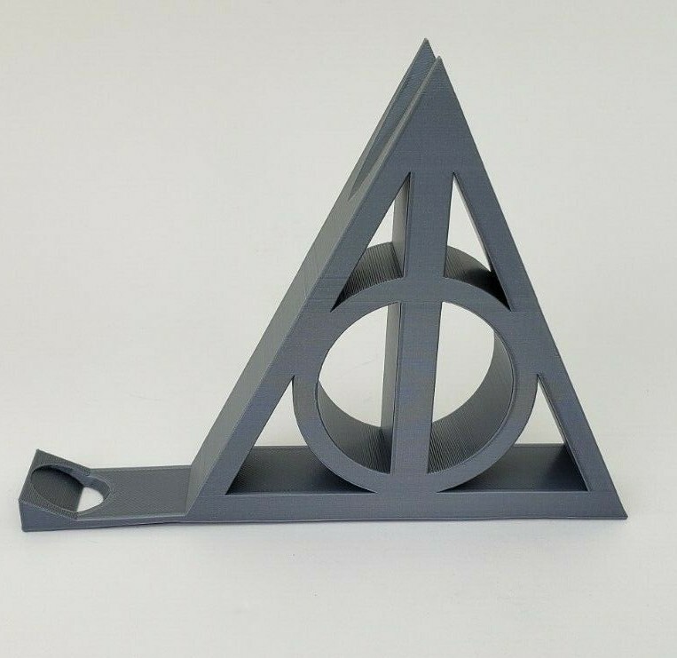 3D Printed Harry Potter Deathly Hallows Wand Holder Stand Silver PLA Plastic