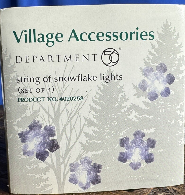 Dept 56 Village Accessories STRING OF SNOWFLAKE LIGHTS, Set of 4, 4020258, NEW