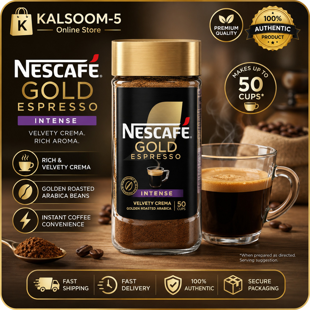 NESCAFÉ Gold Espresso Intense Instant Coffee 3.5 Oz Rich Arabica Blend