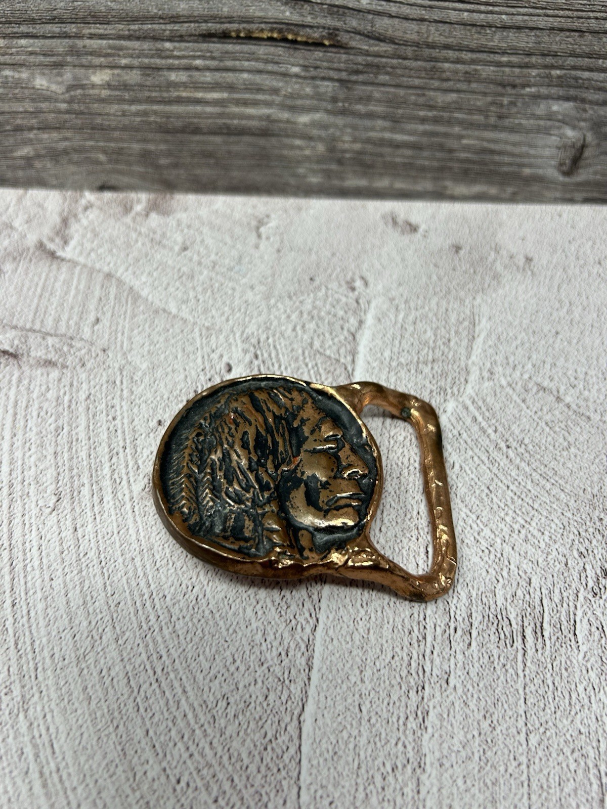 Solid Brass Native American Indian BTS Vintage Belt Buckle