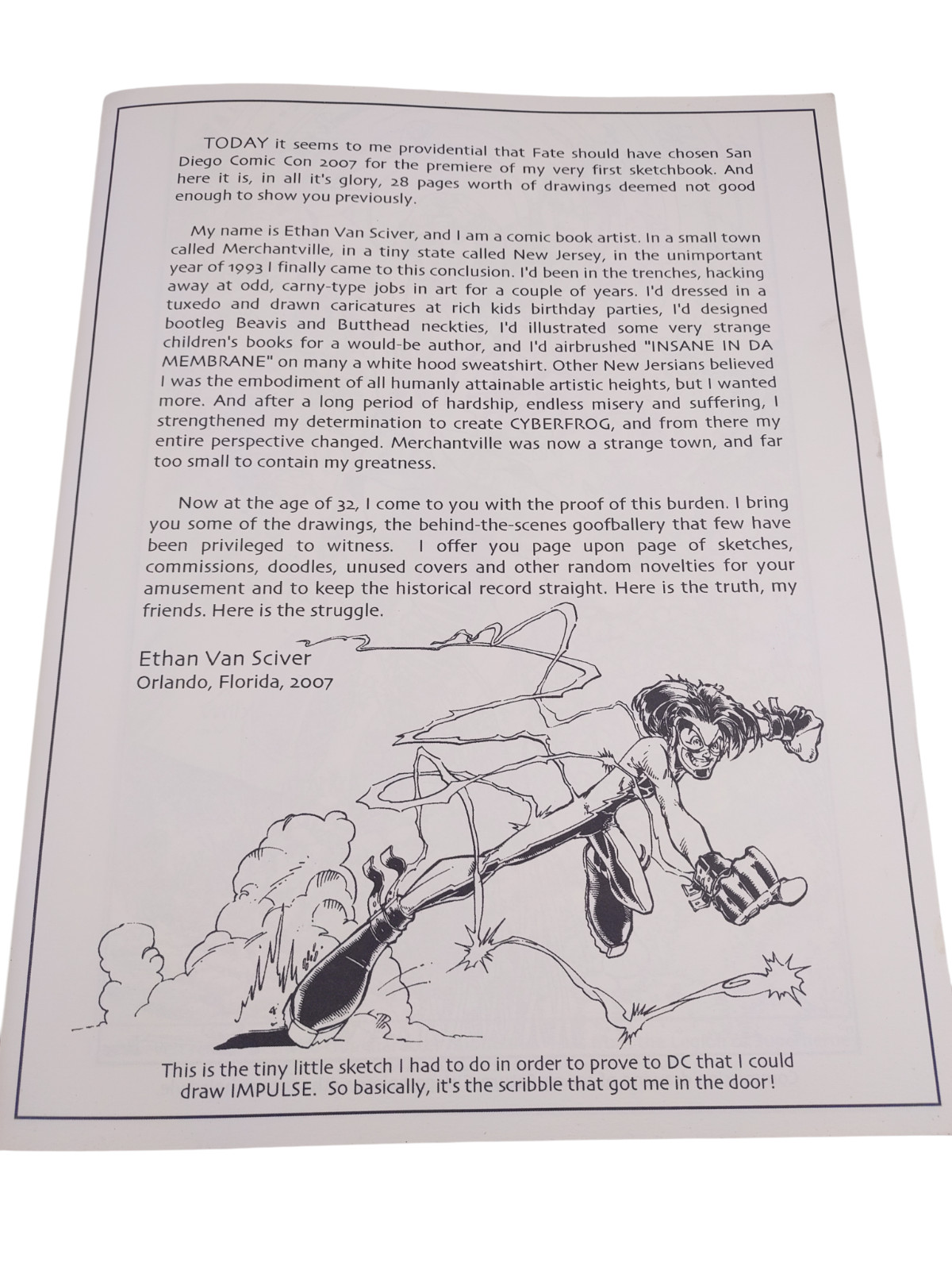 My Struggle Ethan Van Sciver Signed Sketchbook 2007 Comic Art Book 388/1000