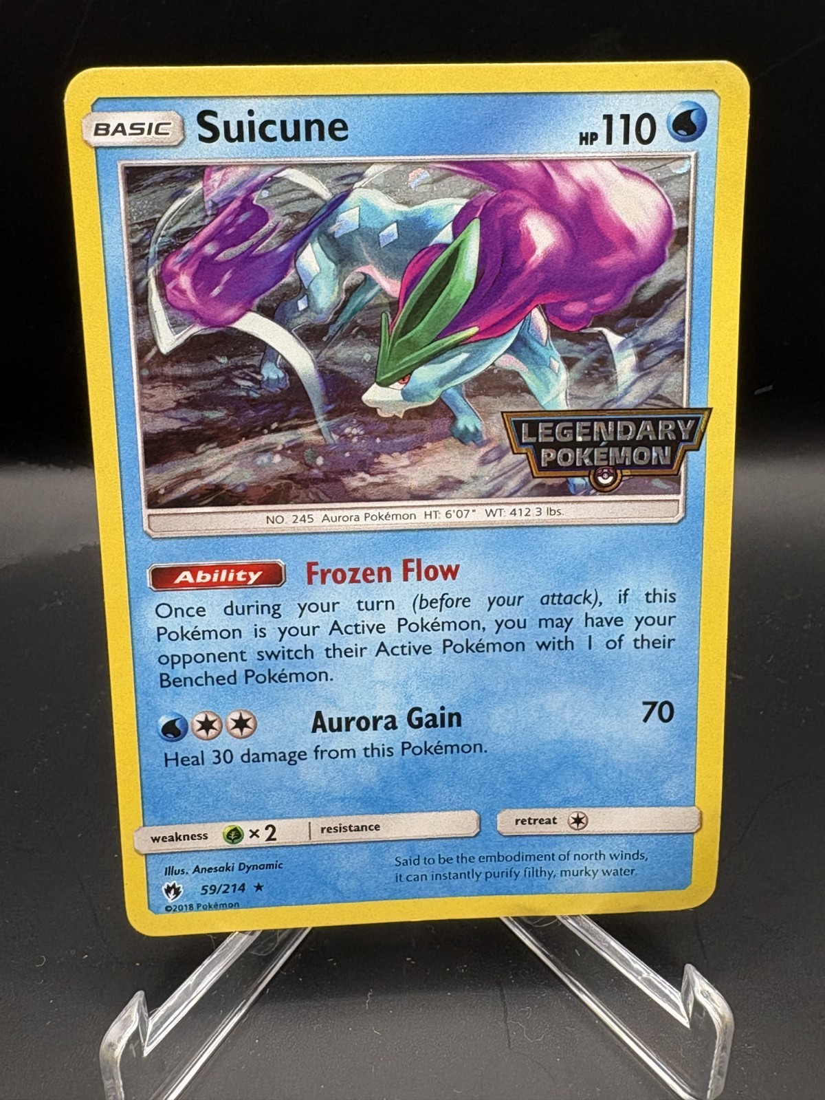 Suicune Lost Thunder 59/214 Legendary Pokemon Stamp Cosmos Holo LP