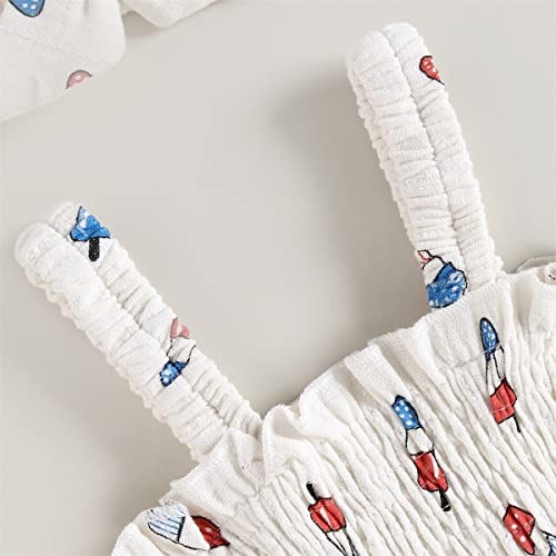 4th Of July Baby Girl Outfit American Flag Jumpsuit 3-6 Months Creamy White